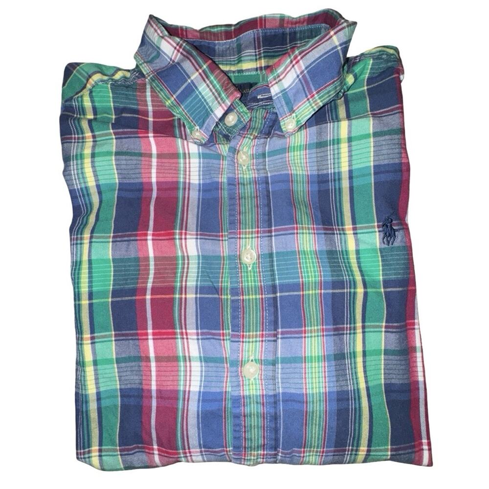 Ralph Lauren Blue Plaid Long Sleeve Button-Up Shirt, Sz Boys L 14-15
